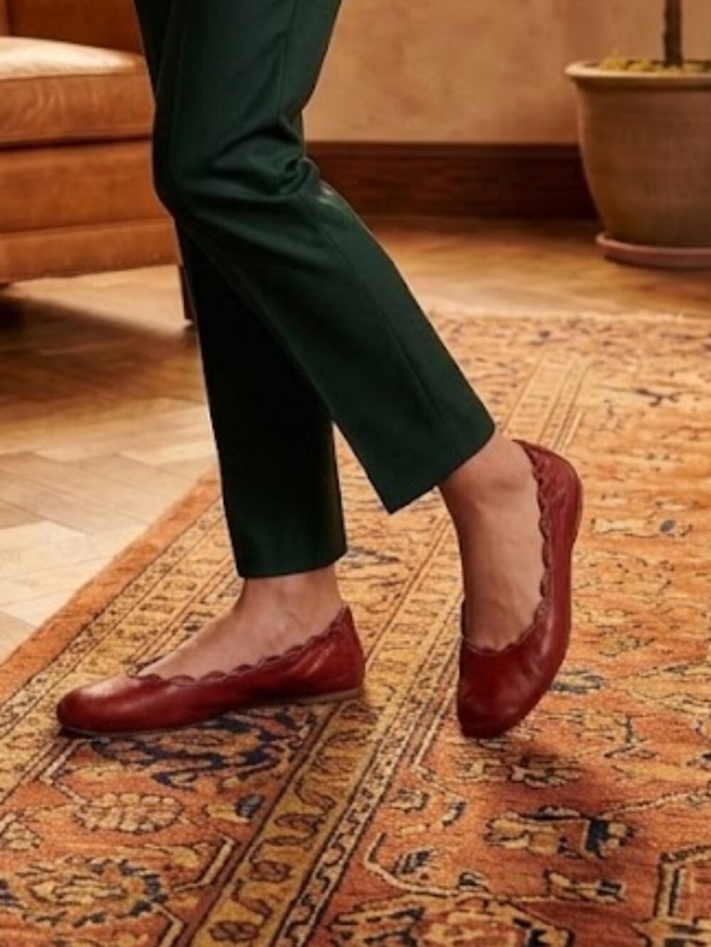 Chloe red Leather Ballet Flats size 9.5 (also black, gold & navy) Retail: $600